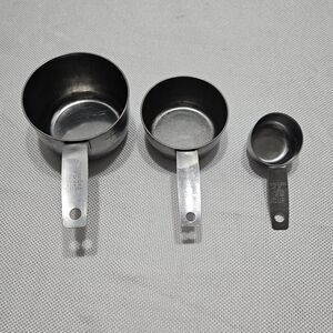 Vintage Stainless Measuring Cups -  1 cup, 1/2 cup, 1/8 cup‎